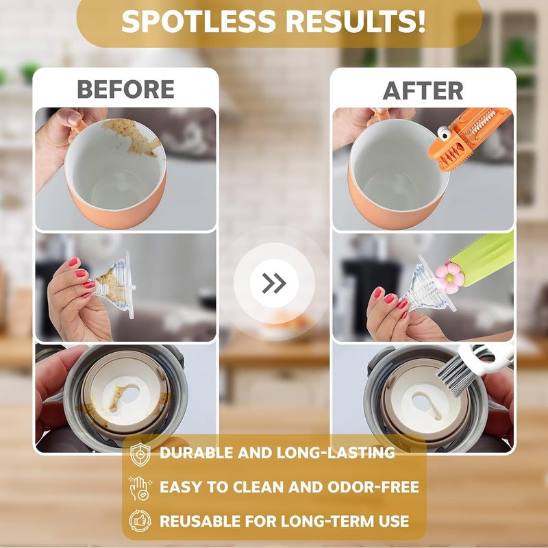 FOLISSE Cup Lid Cleaning Brush, 3 in 1 Cup Cleaner Brush New Multifunctional Lid Cleaner Lid Brush Cleaning Tool Multipurpose Bottle Gap Cleaner Brush Blue - Image 5